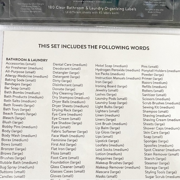 NEW Rae Dunn BATHROOM & LAUNDRY 180 Clear Organizing Labels - Picture 7 of 8